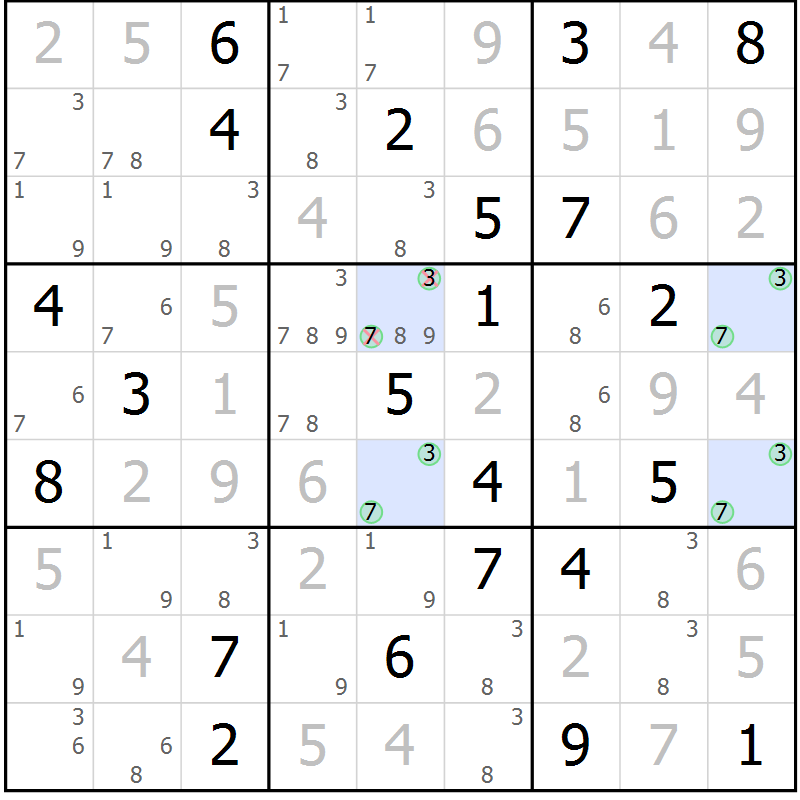 Position des candidats pour la solution de la Gr 40 page 43 du magazine de sudoku Virtuose n° 115