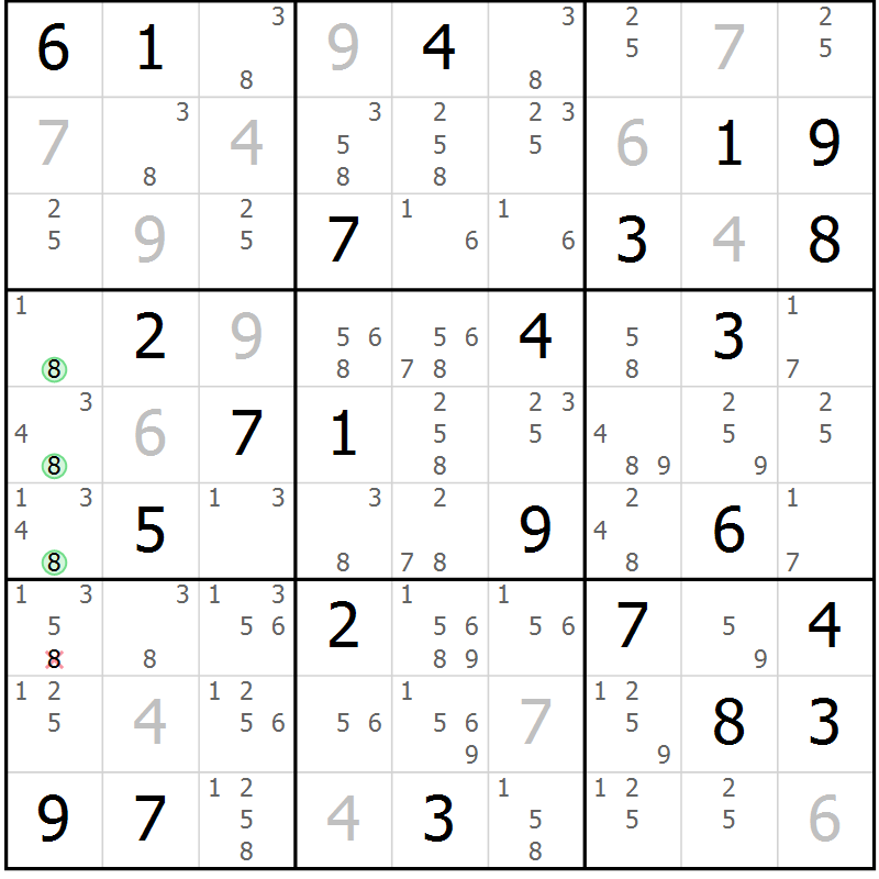 Position des candidats pour la solution de la Gr 41 page 44 du magazine de sudoku Virtuose n° 115