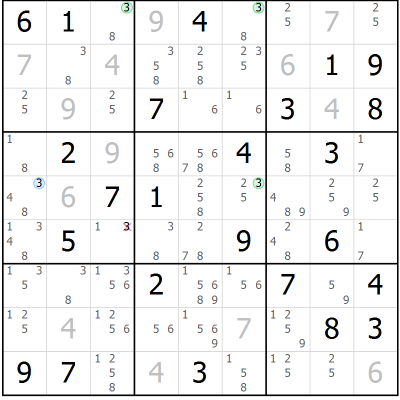 Position des candidats pour la solution de la Gr 41 page 44 du magazine de sudoku Virtuose n° 115