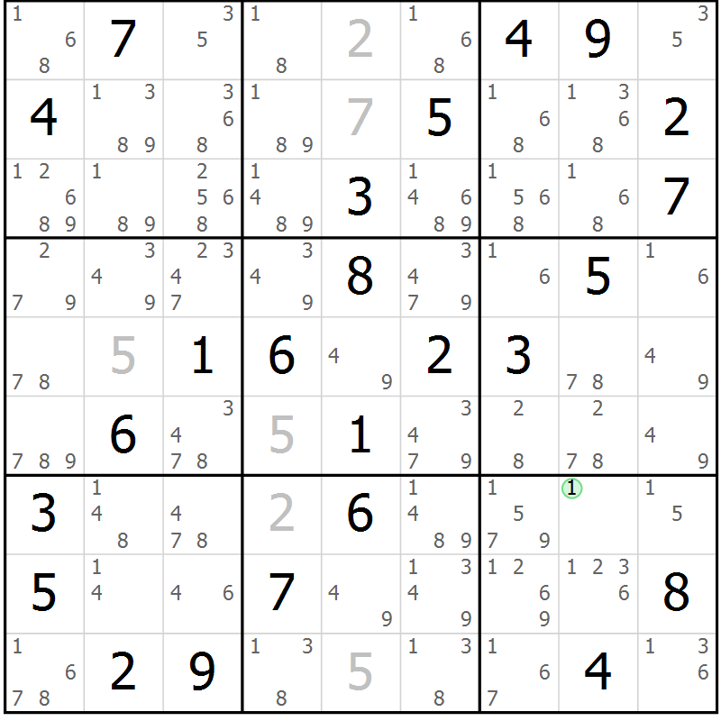 Position des candidats pour la solution de la Gr 42 page 45 du magazine de sudoku Virtuose n° 115