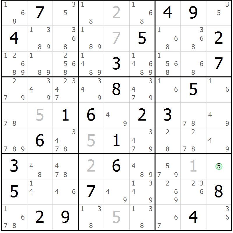Position des candidats pour la solution de la Gr 42 page 45 du magazine de sudoku Virtuose n° 115