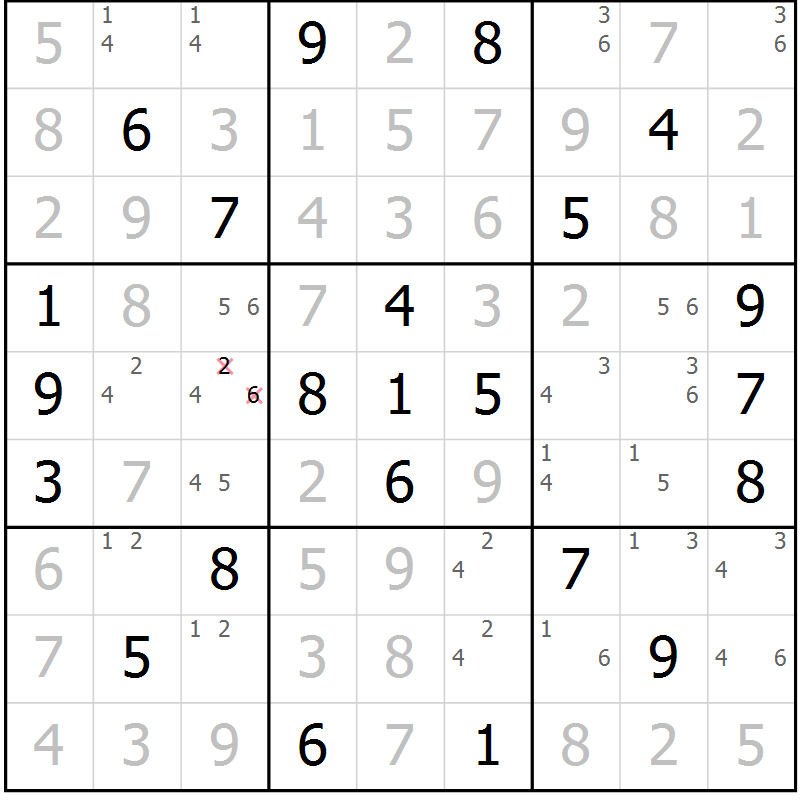 Position des candidats pour la solution de la Gr 44 page 47 du magazine de sudoku Virtuose n° 115