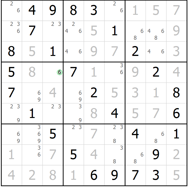 Position des candidats pour la solution de la Gr 45 page 48 du magazine de sudoku Virtuose n° 115