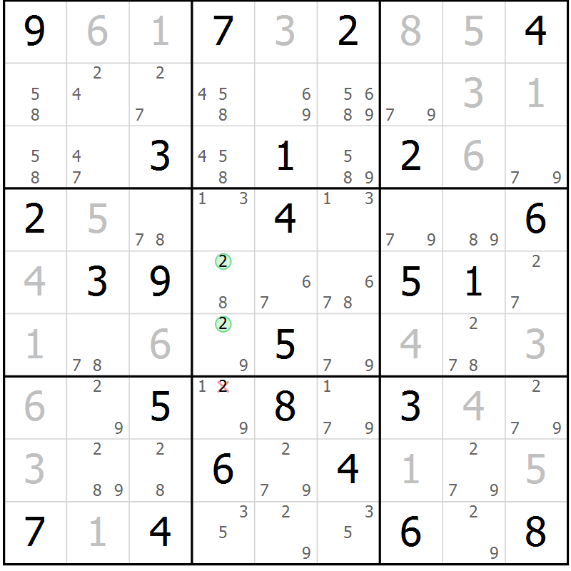 Position des candidats pour la solution de la Gr 47 page 50 du magazine de sudoku Virtuose n° 115