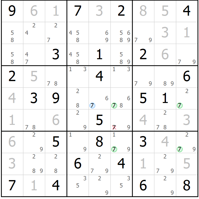 Position des candidats pour la solution de la Gr 47 page 50 du magazine de sudoku Virtuose n° 115