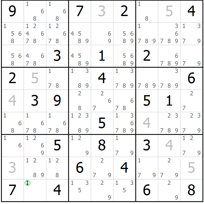 Position des candidats pour la solution de la Gr 47 page 50 du magazine de sudoku Virtuose n° 115