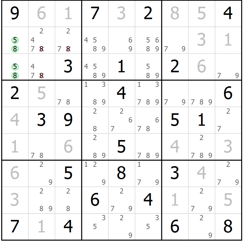Position des candidats pour la solution de la Gr 47 page 50 du magazine de sudoku Virtuose n° 115