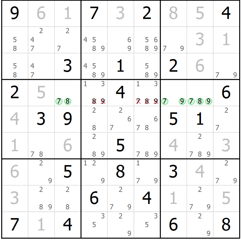 Position des candidats pour la solution de la Gr 47 page 50 du magazine de sudoku Virtuose n° 115