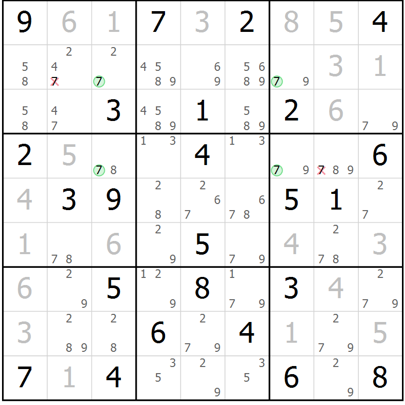 Position des candidats pour la solution de la Gr 47 page 50 du magazine de sudoku Virtuose n° 115