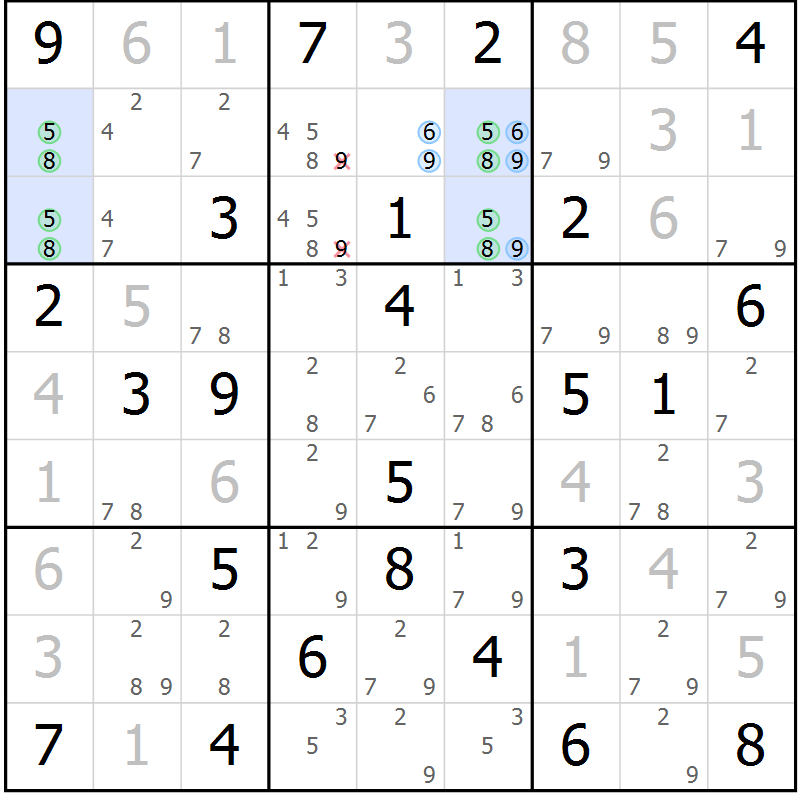 Position des candidats pour la solution de la Gr 47 page 50 du magazine de sudoku Virtuose n° 115