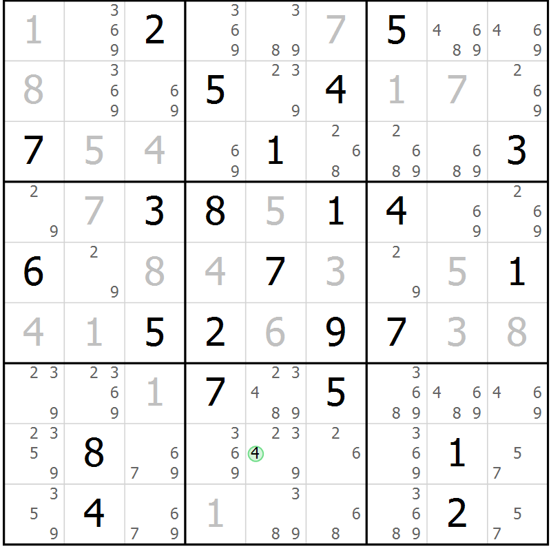 Position des candidats pour la solution de la Gr 48 page 51 du magazine de sudoku Virtuose n° 115
