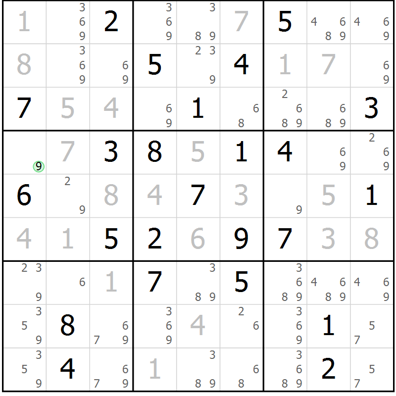 Position des candidats pour la solution de la Gr 48 page 51 du magazine de sudoku Virtuose n° 115