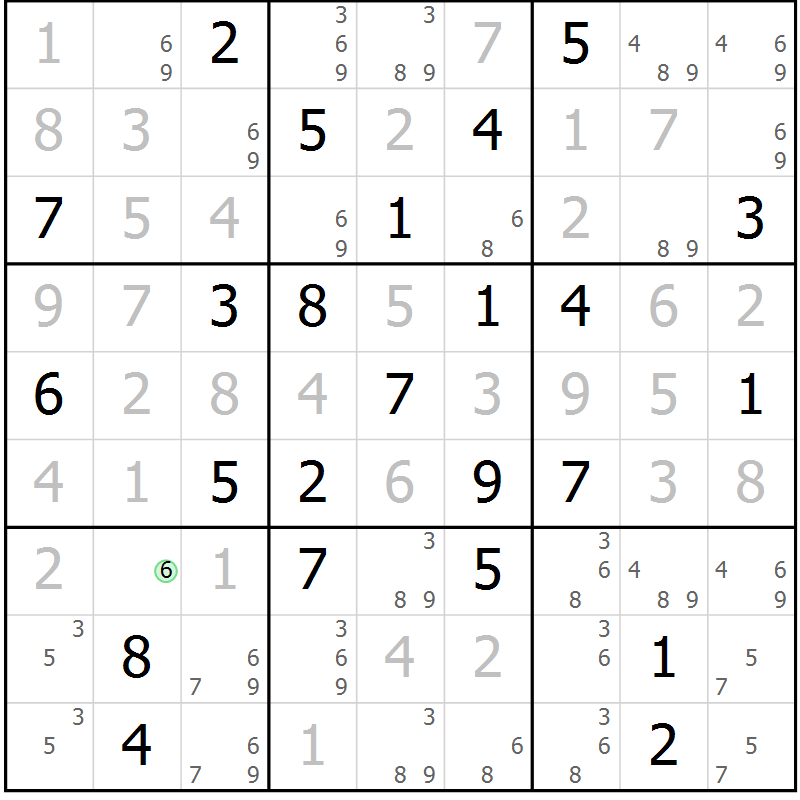 Position des candidats pour la solution de la Gr 48 page 51 du magazine de sudoku Virtuose n° 115