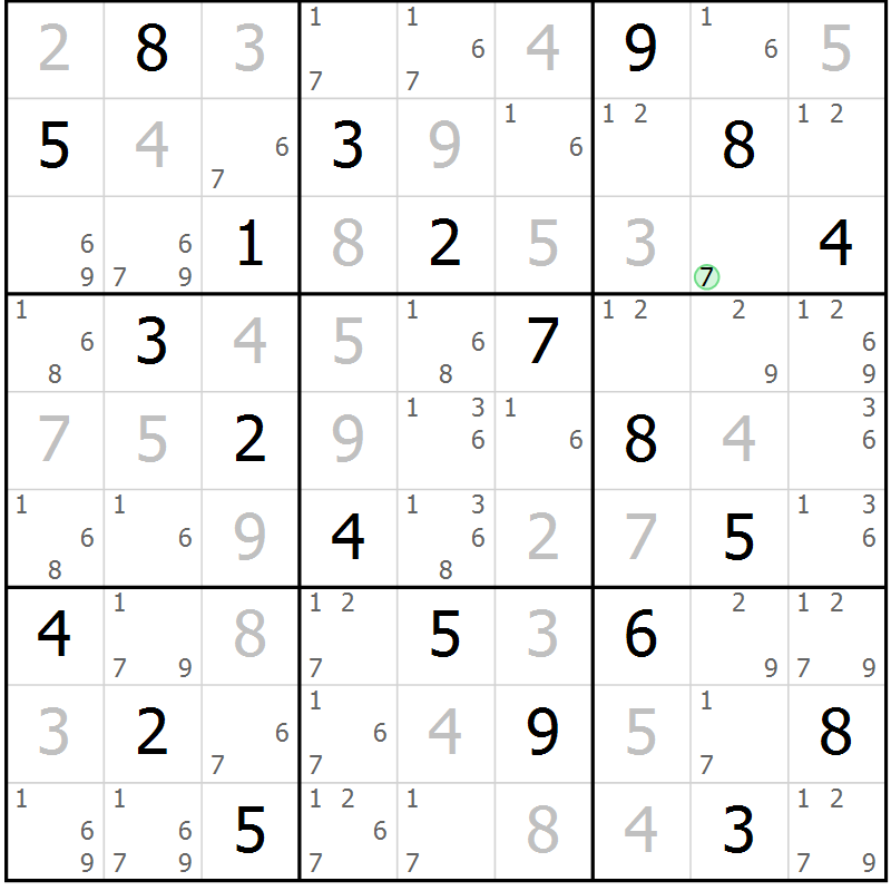 Position des candidats pour la solution de la Gr 49 page 52 du magazine de sudoku Virtuose n° 115
