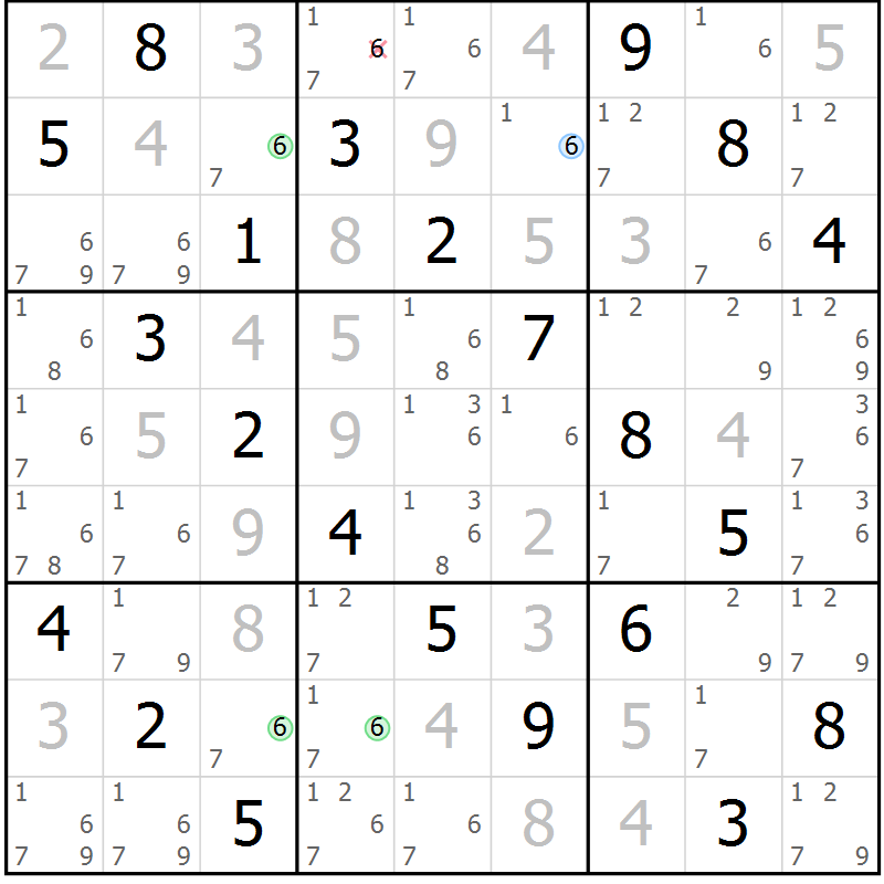 Position des candidats pour la solution de la Gr 49 page 52 du magazine de sudoku Virtuose n° 115