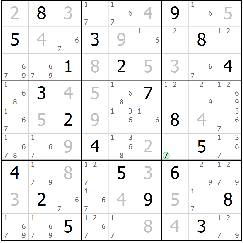 Position des candidats pour la solution de la Gr 49 page 52 du magazine de sudoku Virtuose n° 115