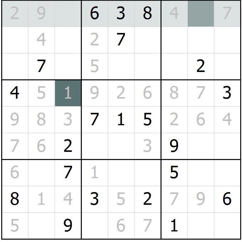 Position des candidats pour la solution de la Gr 5 page 8 du magazine de sudoku Virtuose n° 115