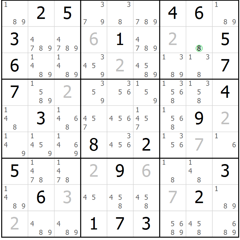 Position des candidats pour la solution de la Gr 50 page 53 du magazine de sudoku Virtuose n° 115