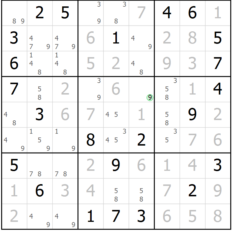 Position des candidats pour la solution de la Gr 50 page 53 du magazine de sudoku Virtuose n° 115
