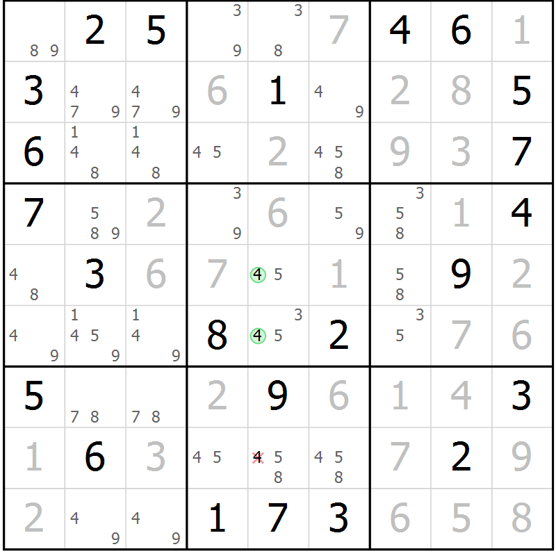 Position des candidats pour la solution de la Gr 50 page 53 du magazine de sudoku Virtuose n° 115