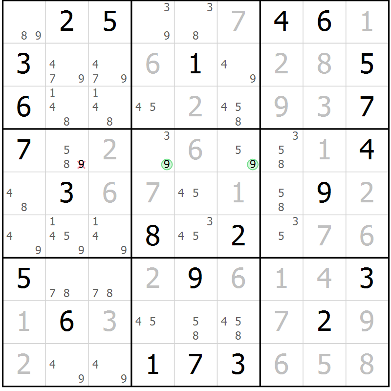 Position des candidats pour la solution de la Gr 50 page 53 du magazine de sudoku Virtuose n° 115