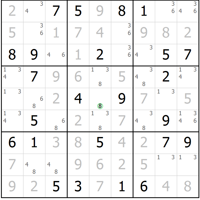 Position des candidats pour la solution de la Gr 51 page 54 du magazine de sudoku Virtuose n° 115