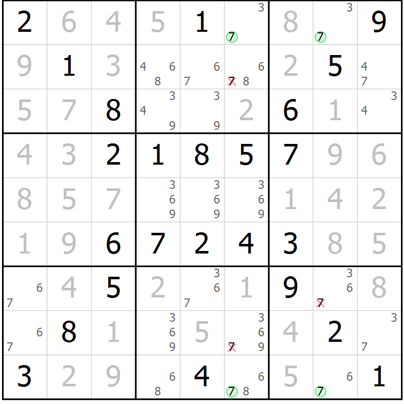 Position des candidats pour la solution de la Gr 53 page 56 du magazine de sudoku Virtuose n° 115