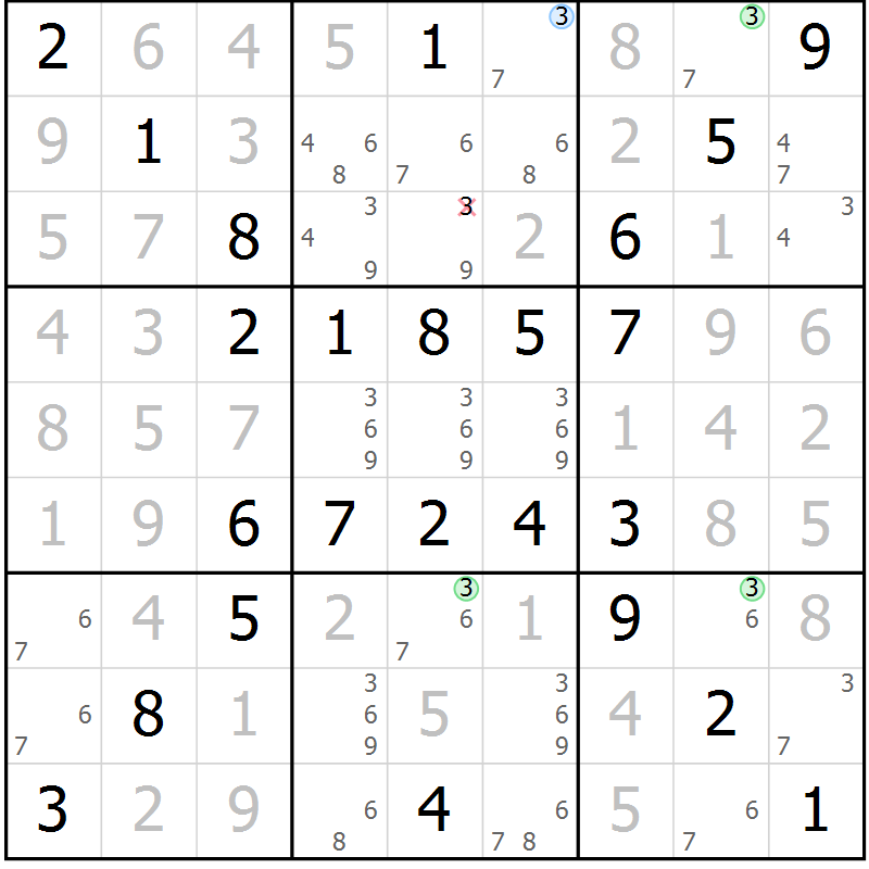 Position des candidats pour la solution de la Gr 53 page 56 du magazine de sudoku Virtuose n° 115