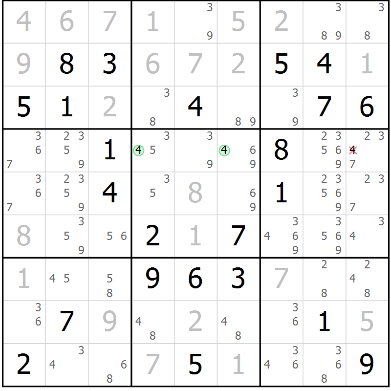 Position des candidats pour la solution de la Gr 54 page 57 du magazine de sudoku Virtuose n° 115