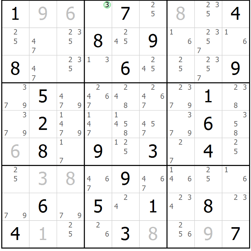 Position des candidats pour la solution de la Gr 55 page 58 du magazine de sudoku Virtuose n° 115