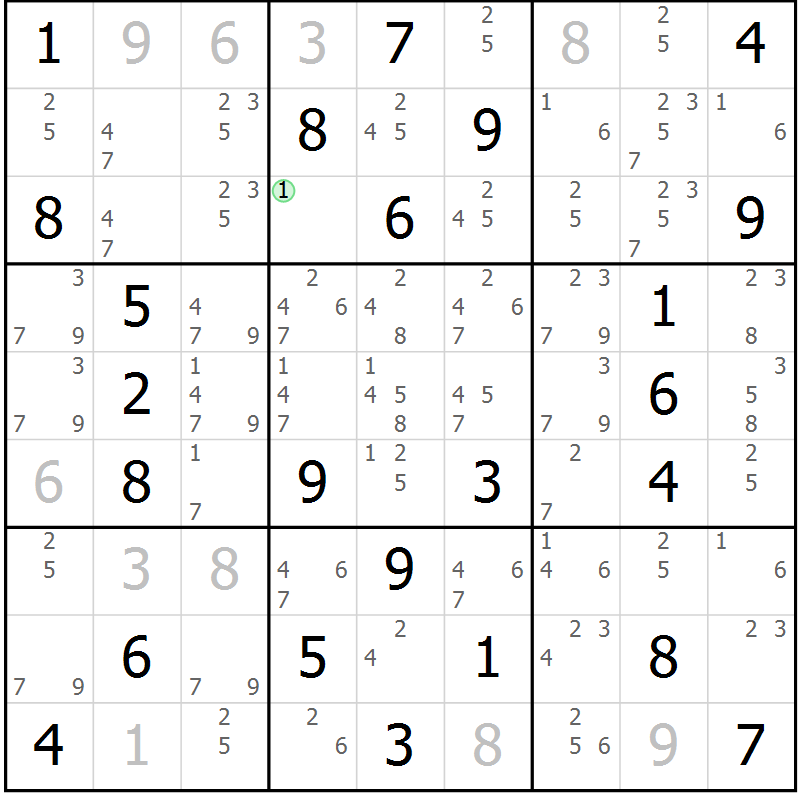 Position des candidats pour la solution de la Gr 55 page 58 du magazine de sudoku Virtuose n° 115
