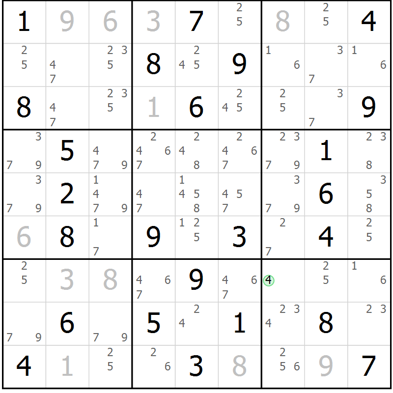 Position des candidats pour la solution de la Gr 55 page 58 du magazine de sudoku Virtuose n° 115
