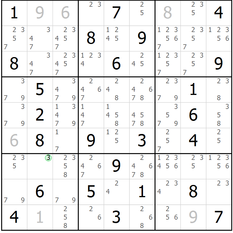 Position des candidats pour la solution de la Gr 55 page 58 du magazine de sudoku Virtuose n° 115