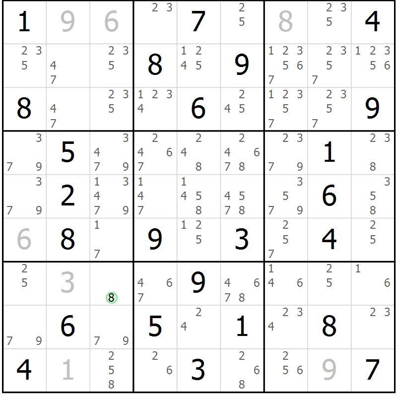 Position des candidats pour la solution de la Gr 55 page 58 du magazine de sudoku Virtuose n° 115