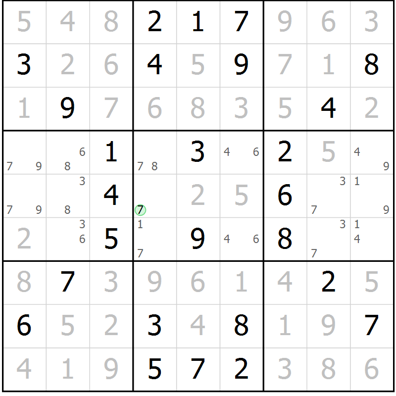 Position des candidats pour la solution de la Gr 56 page 59 du magazine de sudoku Virtuose n° 115