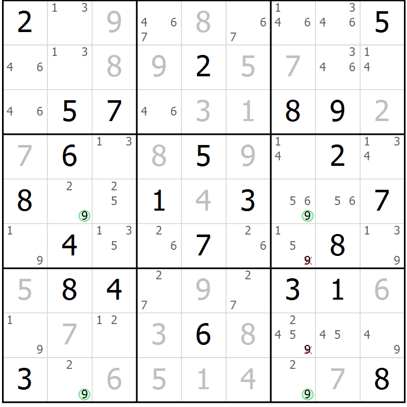 Position des candidats pour la solution de la Gr 60 page 63 du magazine de sudoku Virtuose n° 115