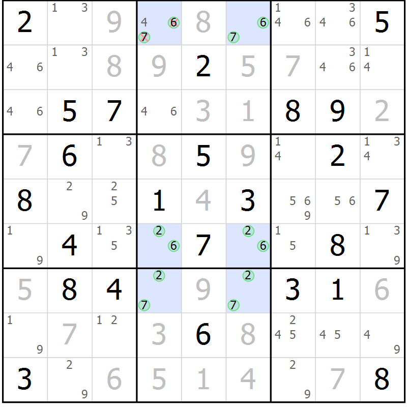 Position des candidats pour la solution de la Gr 60 page 63 du magazine de sudoku Virtuose n° 115