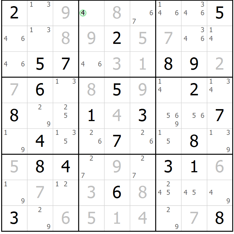 Position des candidats pour la solution de la Gr 60 page 63 du magazine de sudoku Virtuose n° 115
