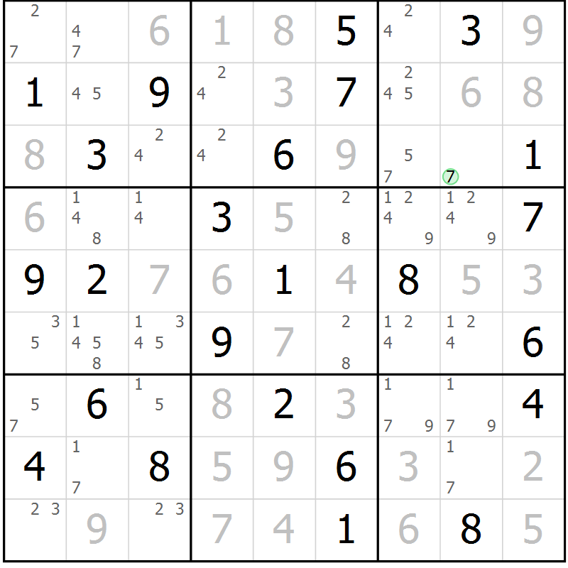 Position des candidats pour la solution de la Gr 62 page 65 du magazine de sudoku Virtuose n° 115