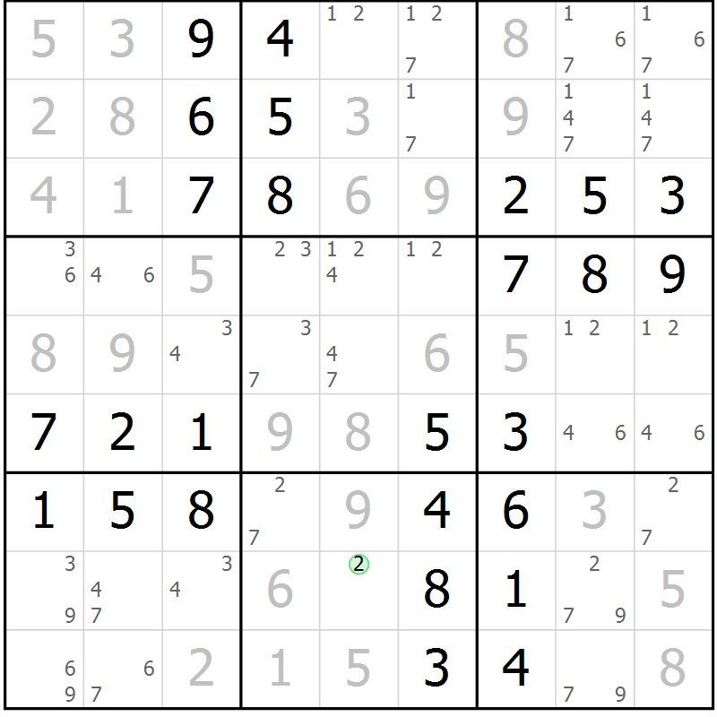 Position des candidats pour la solution de la Gr 63 page 66 du magazine de sudoku Virtuose n° 115