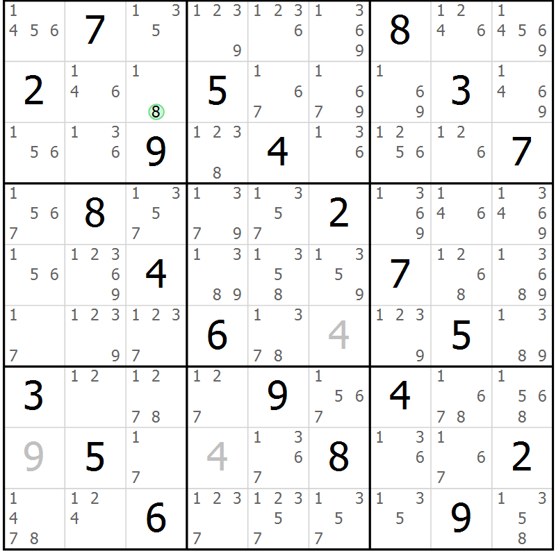Position des candidats pour la solution de la Gr 65 page 68 du magazine de sudoku Virtuose n° 115