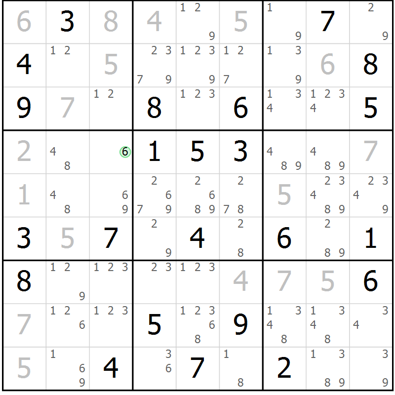 Position des candidats pour la solution de la Gr 66 page 69 du magazine de sudoku Virtuose n° 115