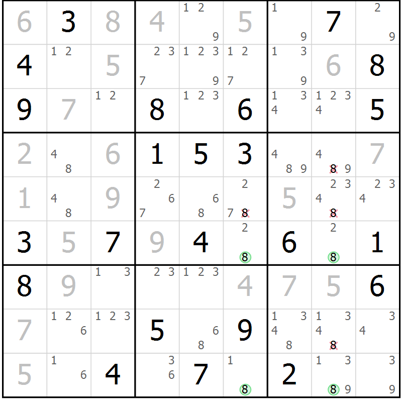 Position des candidats pour la solution de la Gr 66 page 69 du magazine de sudoku Virtuose n° 115