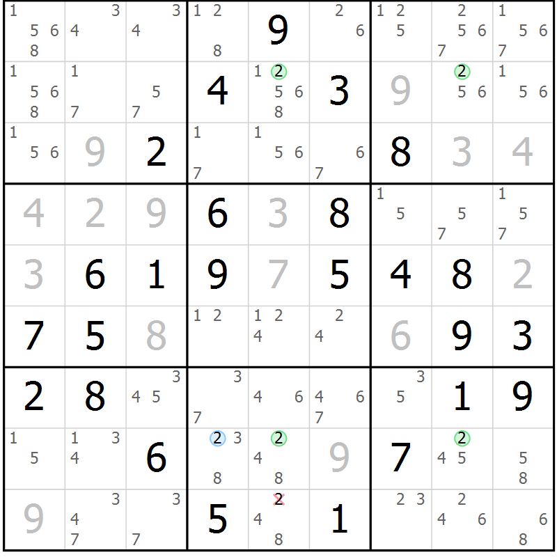 Position des candidats pour la solution de la Gr 68 page 71 du magazine de sudoku Virtuose n° 115