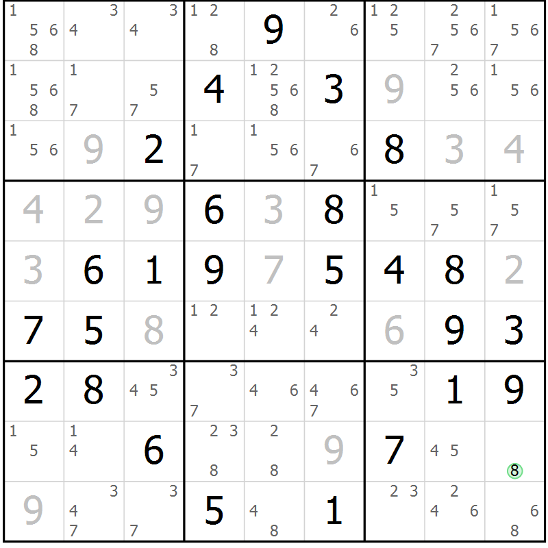 Position des candidats pour la solution de la Gr 68 page 71 du magazine de sudoku Virtuose n° 115