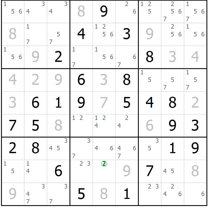 Position des candidats pour la solution de la Gr 68 page 71 du magazine de sudoku Virtuose n° 115