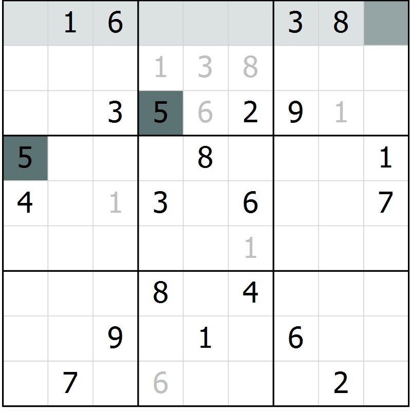Position des candidats pour la solution de la Gr 7 page 10 du magazine de sudoku Virtuose n° 115