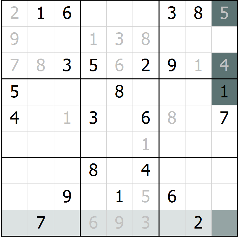 Position des candidats pour la solution de la Gr 7 page 10 du magazine de sudoku Virtuose n° 115