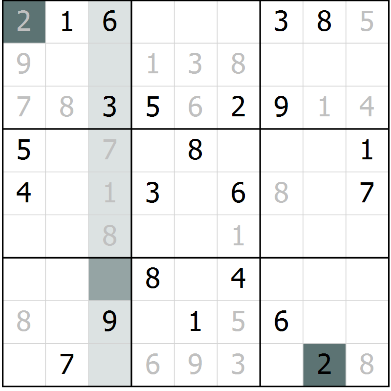 Position des candidats pour la solution de la Gr 7 page 10 du magazine de sudoku Virtuose n° 115