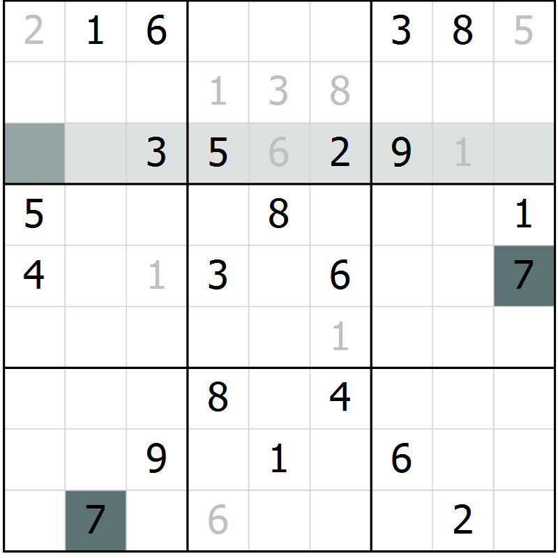 Position des candidats pour la solution de la Gr 7 page 10 du magazine de sudoku Virtuose n° 115